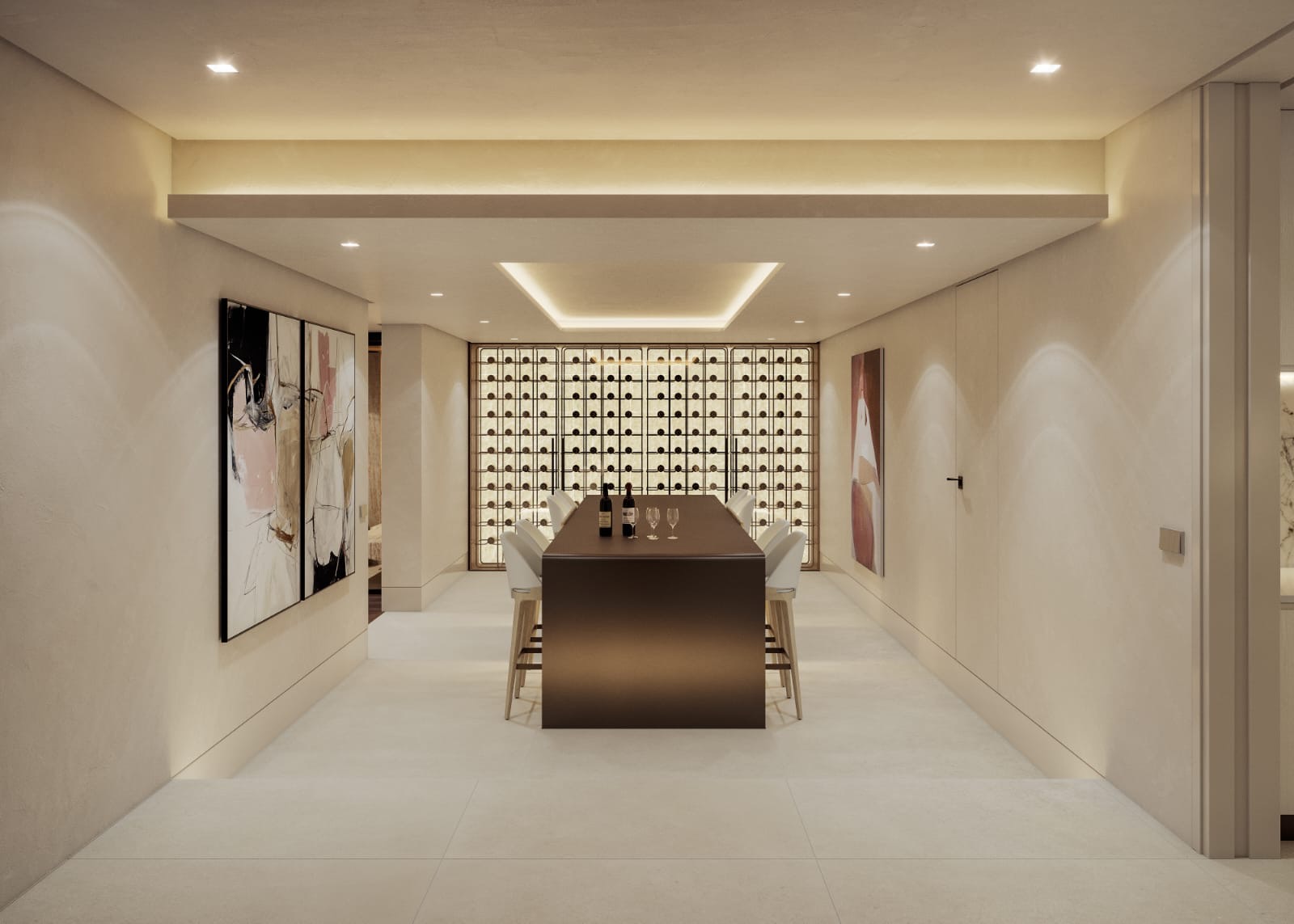 Customizable basement entertainment lounge render